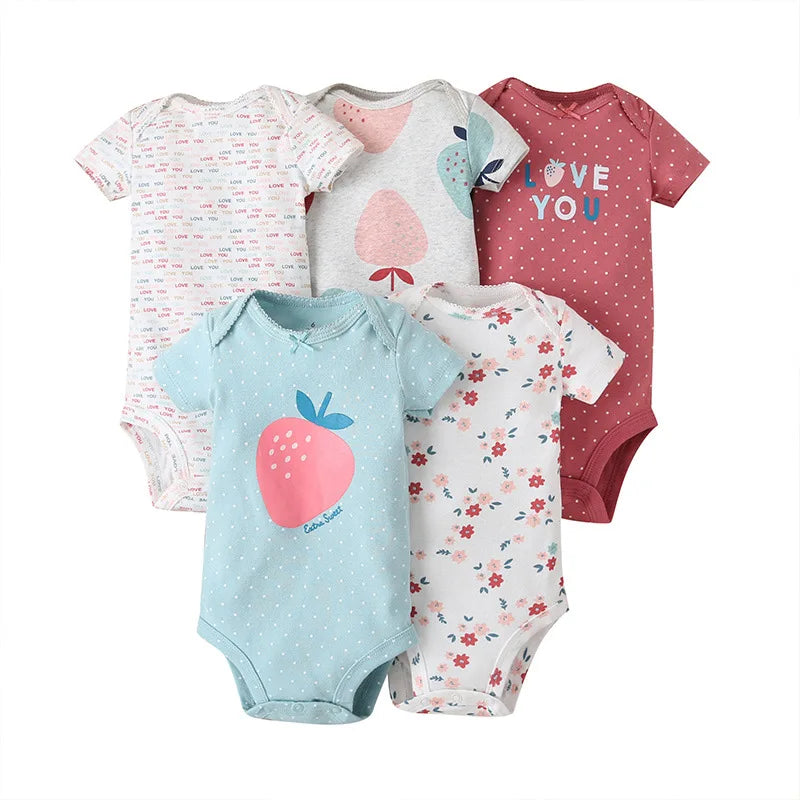 Cotton Summer Girls Bodysuit Set for Newborns