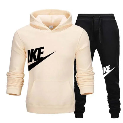 Men's Casual Fitness Printed Hooded Pullover and Pants