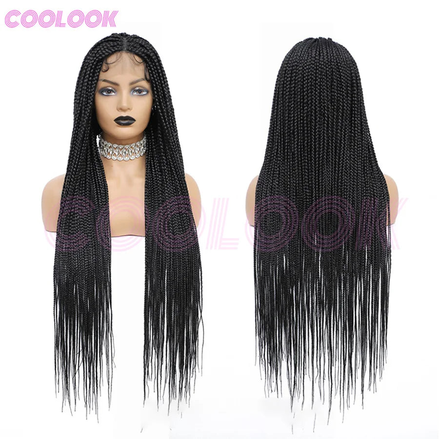 Cornrows Braided Wig 36 Inches Synthetic Hair Black