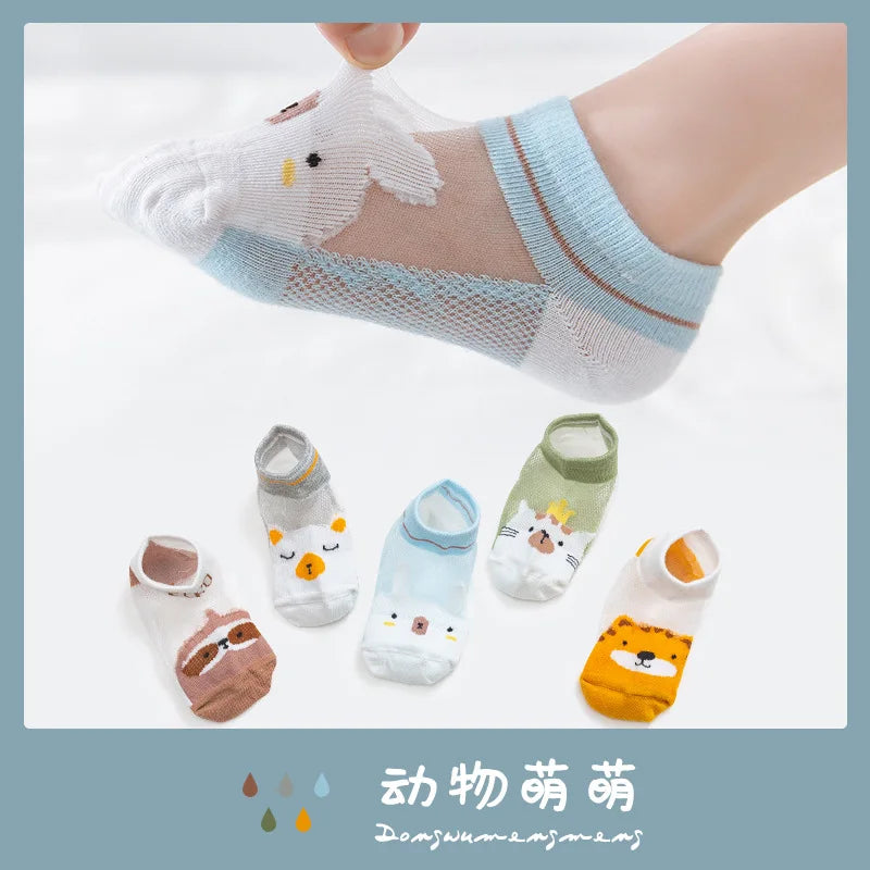Children's Summer Fishnet Cotton Socks Set
