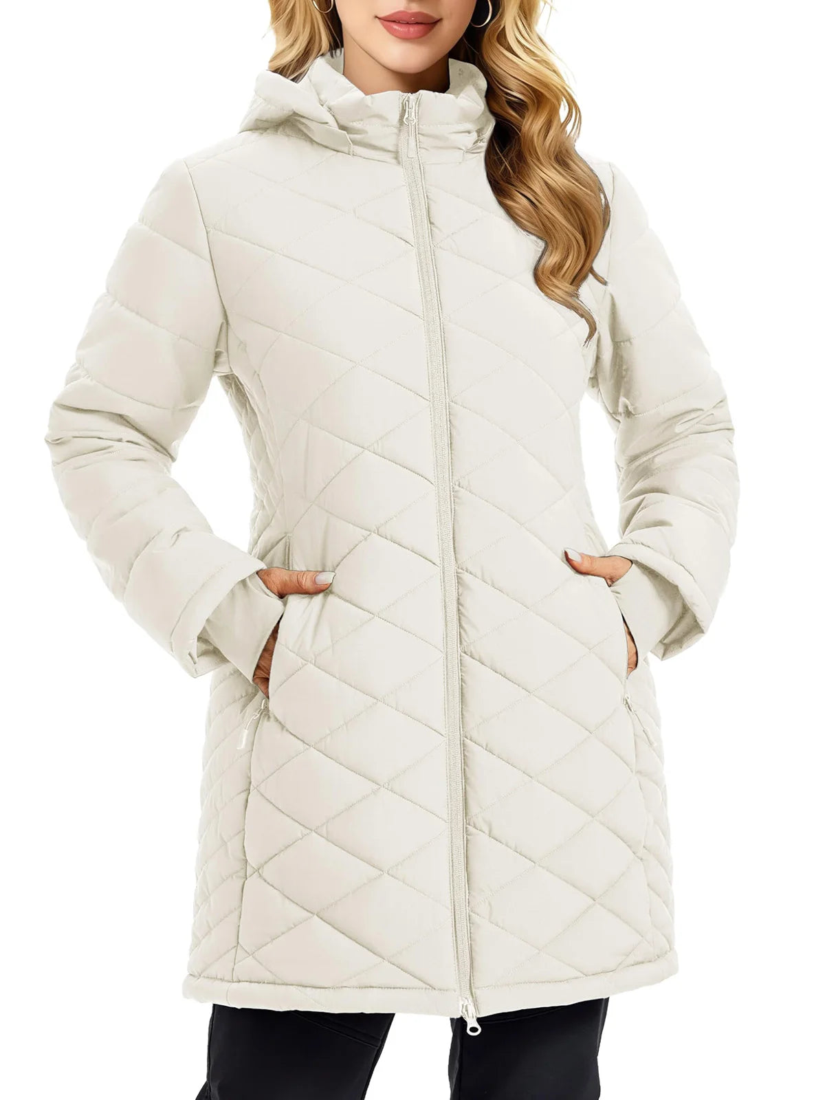 TACVASEN Womens Long Quilted Puffer Jacket Army Green