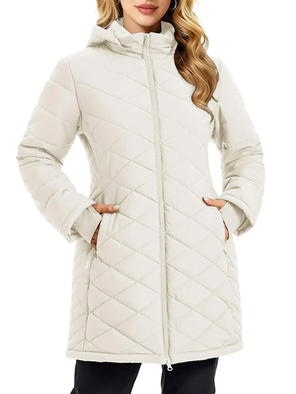 TACVASEN Womens Long Quilted Puffer Jacket Army Green