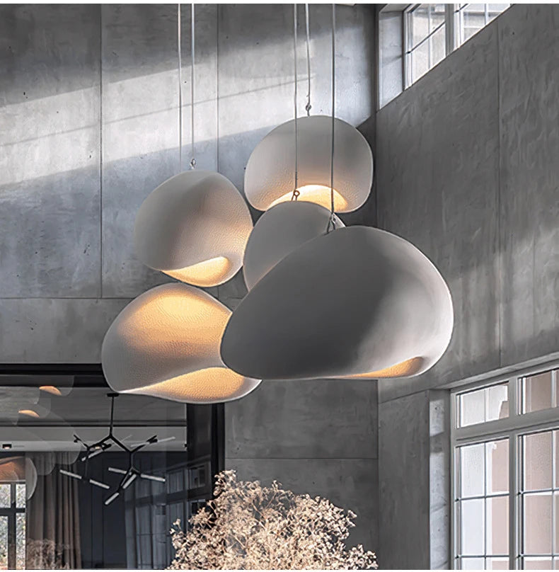 Nordic Wabi Sabi Pendant Lamp Brushed Nickel LED Chandelier