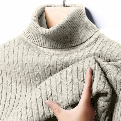 Men's Ribbed Turtleneck Sweater Casual Long Sleeve