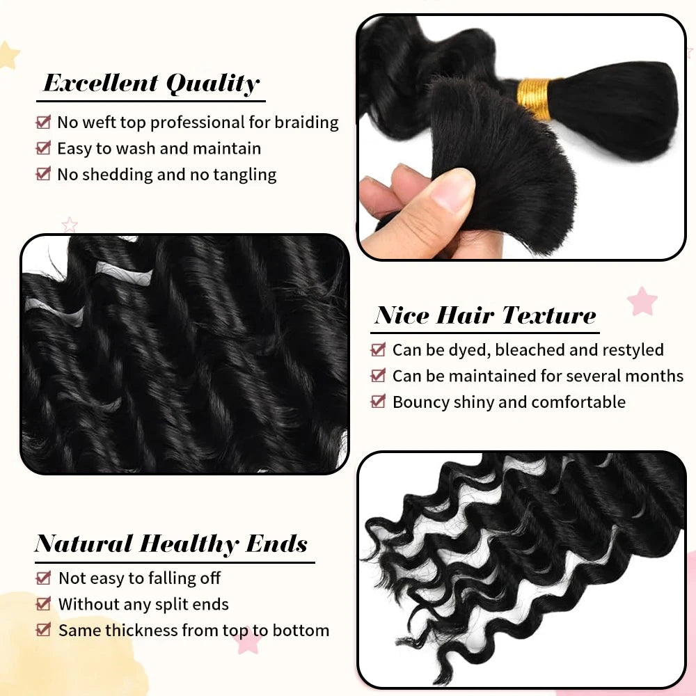 14 Inch Brazilian Virgin Deep Wave Braiding Hair