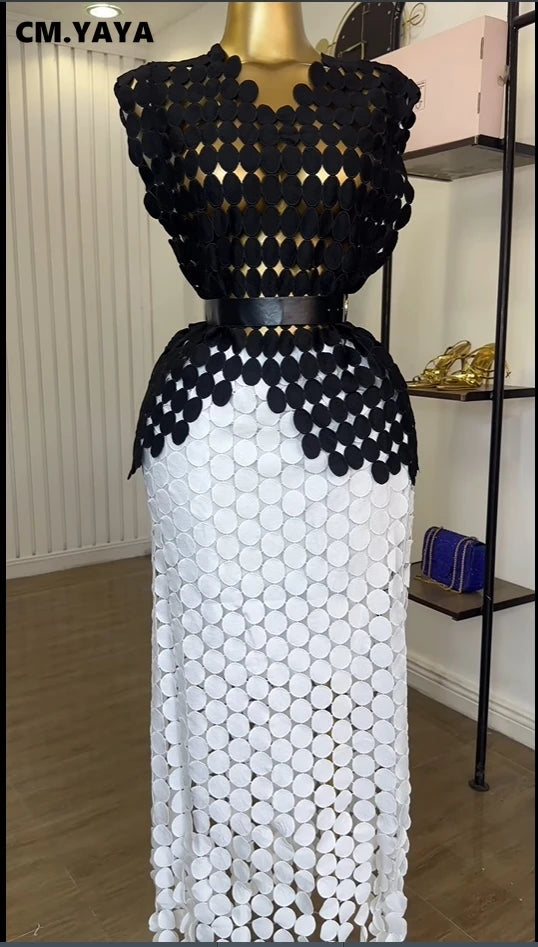 Women Cutout O-neck Crop Top and Bodycon Maxi Skirt Set