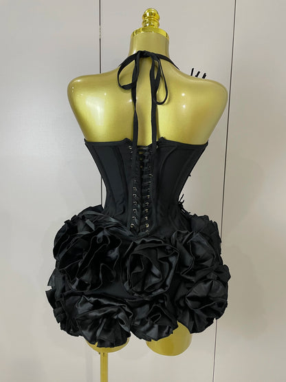 Sexy Halter Two Piece Bandage Gown in Red Black