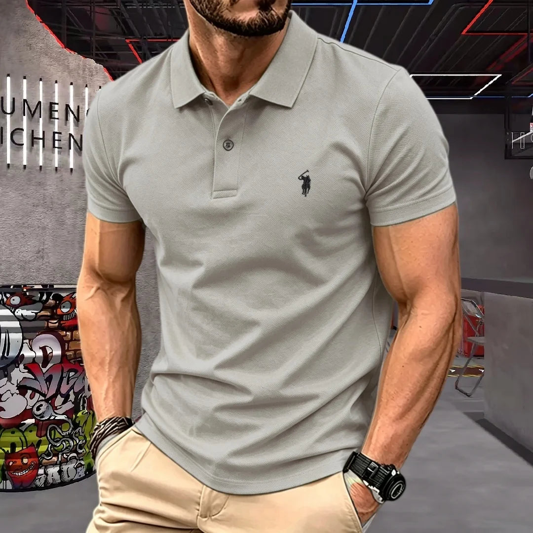 Men's Short Sleeve Polo Shirt Cotton Embroidery Casual
