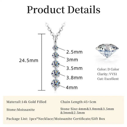 Brilliant Moissanite Pendant Necklace 14K Gold Filled