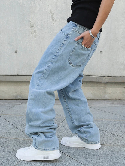 Men's Baggy Denim Jeans Casual Loose Straight Pants