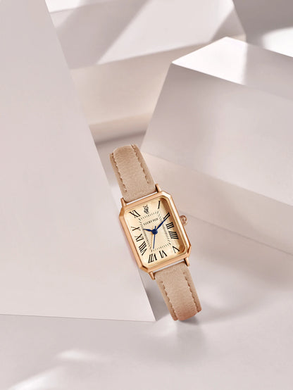 Fashion Retro Square Leather Strap Quartz Watch for Women