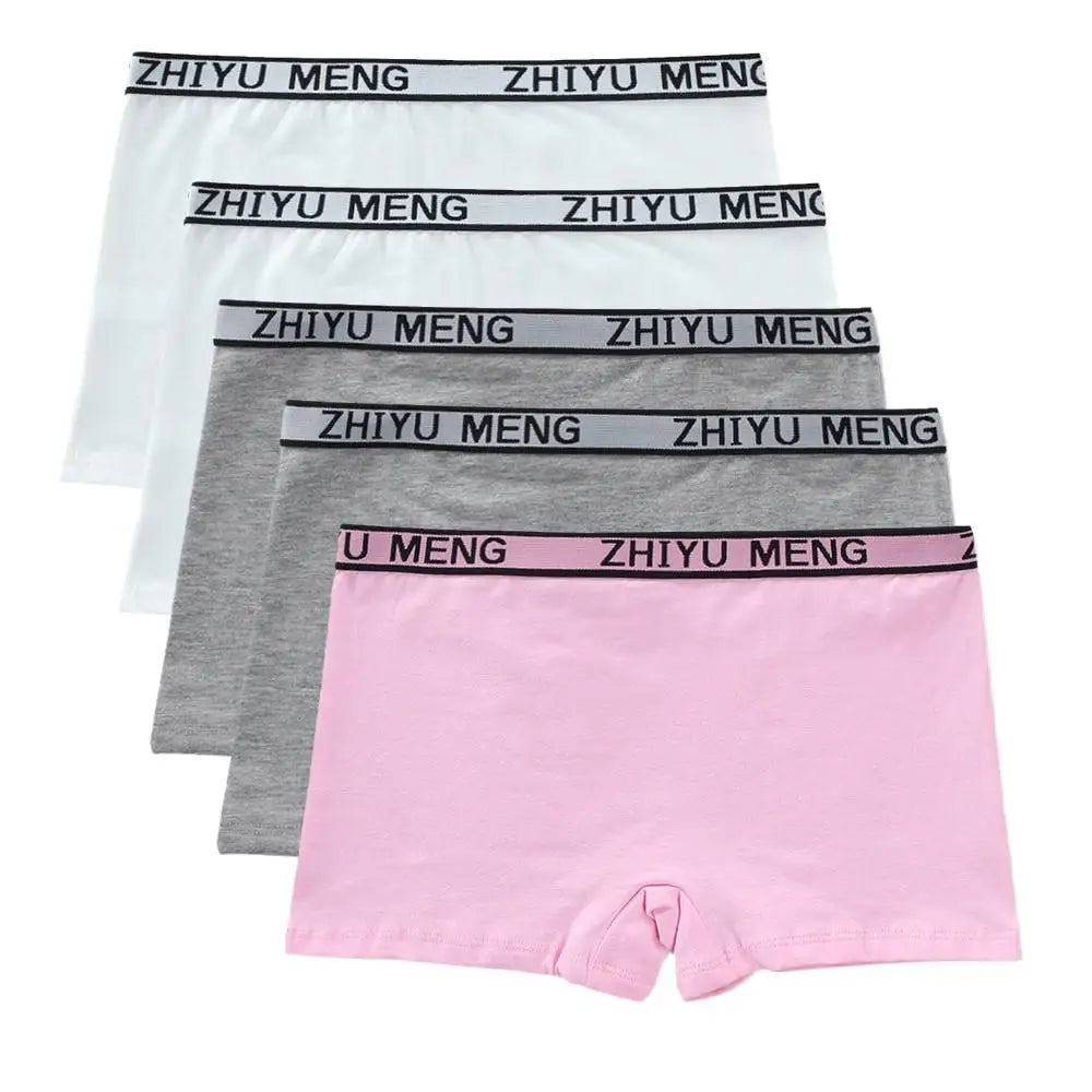 Teenage Girls Cotton Panties Solid Color Mid Waist Briefs