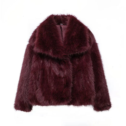 Cropped Faux Fur Jacket Coat for Women