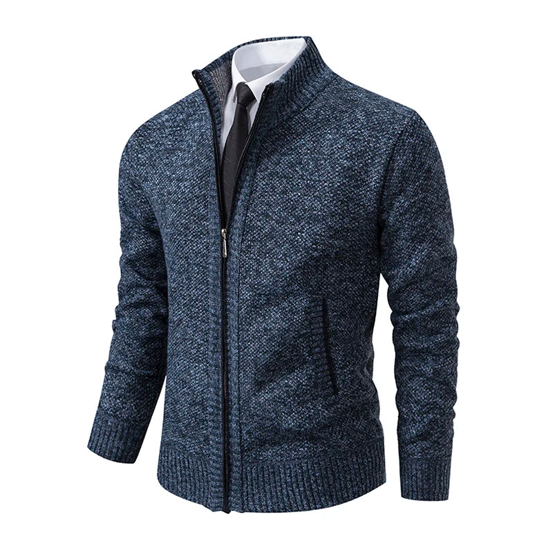 Men's Fleece Zipper Cardigan Casual Sports Coat