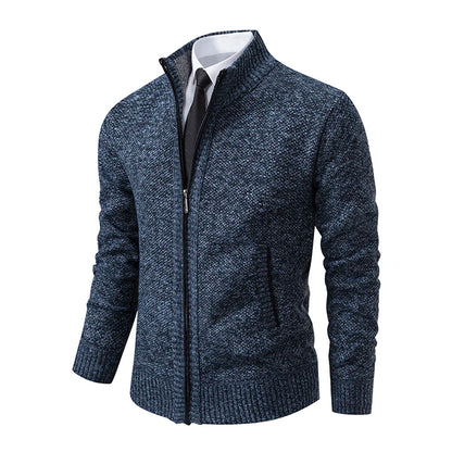Men's Fleece Zipper Cardigan Casual Sports Coat