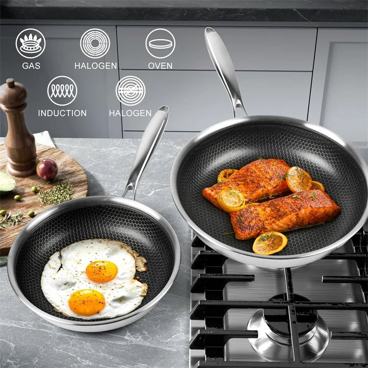 Stainless Steel Non Stick Frying Pan with Lid 28cm