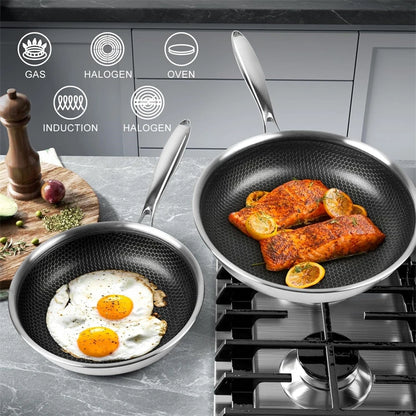 Stainless Steel Non Stick Frying Pan with Lid 28cm