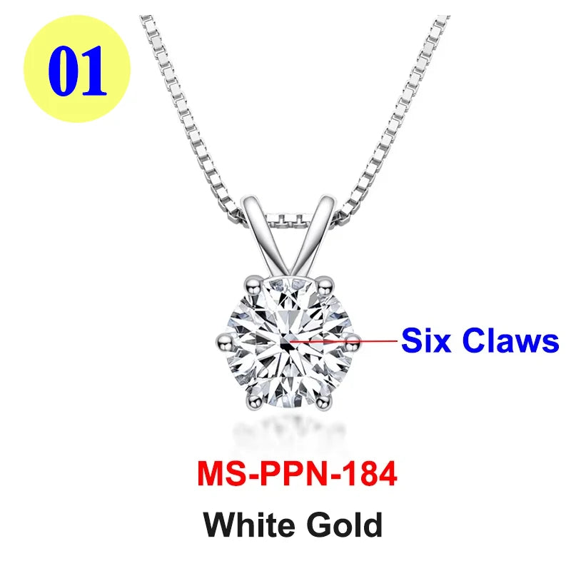 Moissanite Pendant Necklace 18K Gold Plated Women