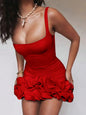 Women's Red Bodycon Mini Dress with Spaghetti Straps