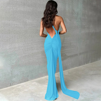 Hugcitar One Shoulder Backless Maxi Dress Women