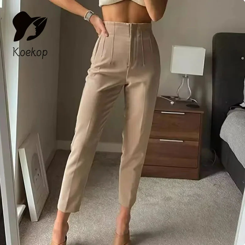Koekop High Waist Pencil Trousers for Women