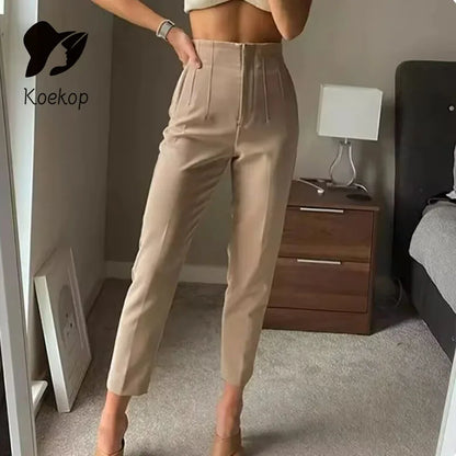 Koekop High Waist Pencil Trousers for Women