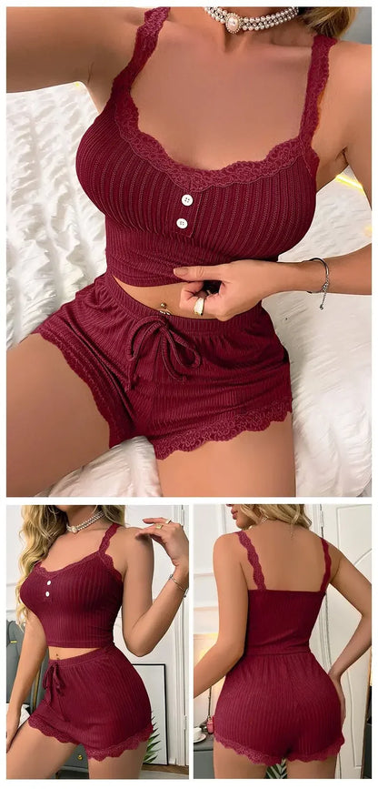 Women Summer Sexy Pajama Set Sleepwear Trousers