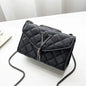 Black PU Leather Quilted Shoulder Bag for Women