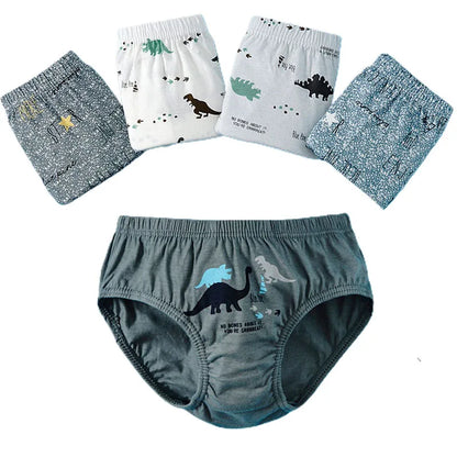 Cotton Dinosaur Cartoon Boys Briefs 3 Pcs Set