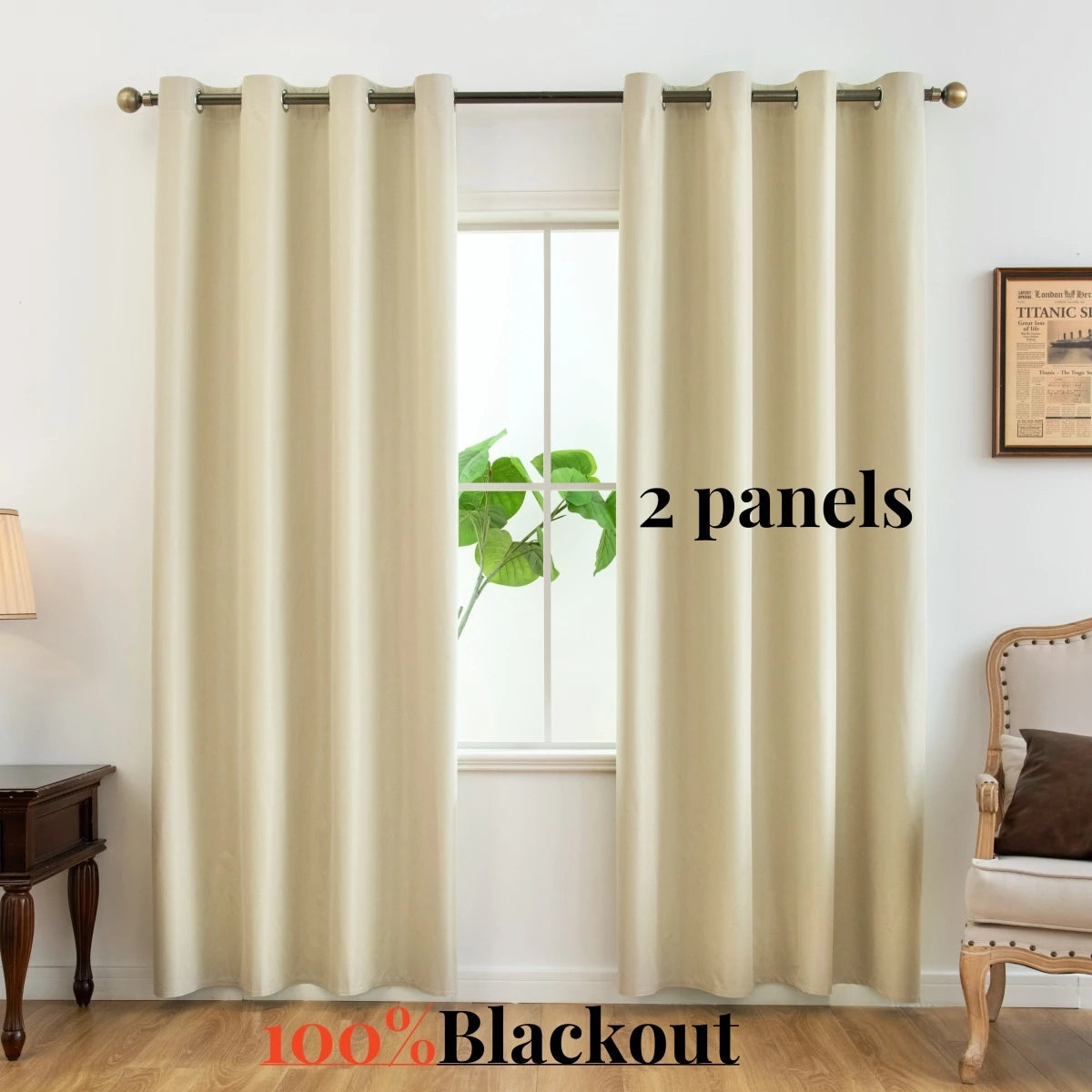 Modern Blackout Curtains - 100% Polyester, UV Protection