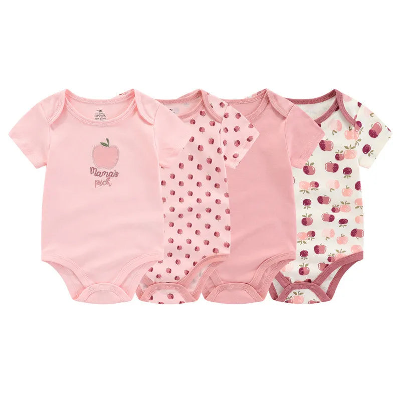 Kiddiezoom Cartoon Baby Bodysuits 100% Cotton 4pcs