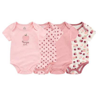 Kiddiezoom Cartoon Baby Bodysuits 100% Cotton 4pcs
