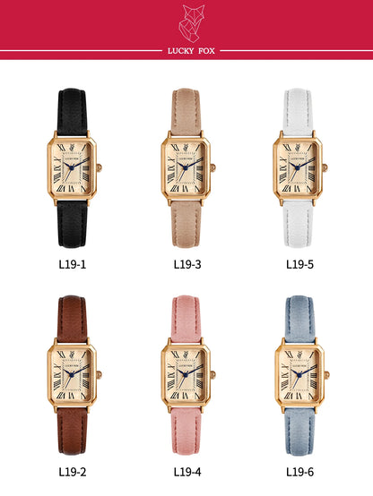 Fashion Retro Square Leather Strap Quartz Watch for Women