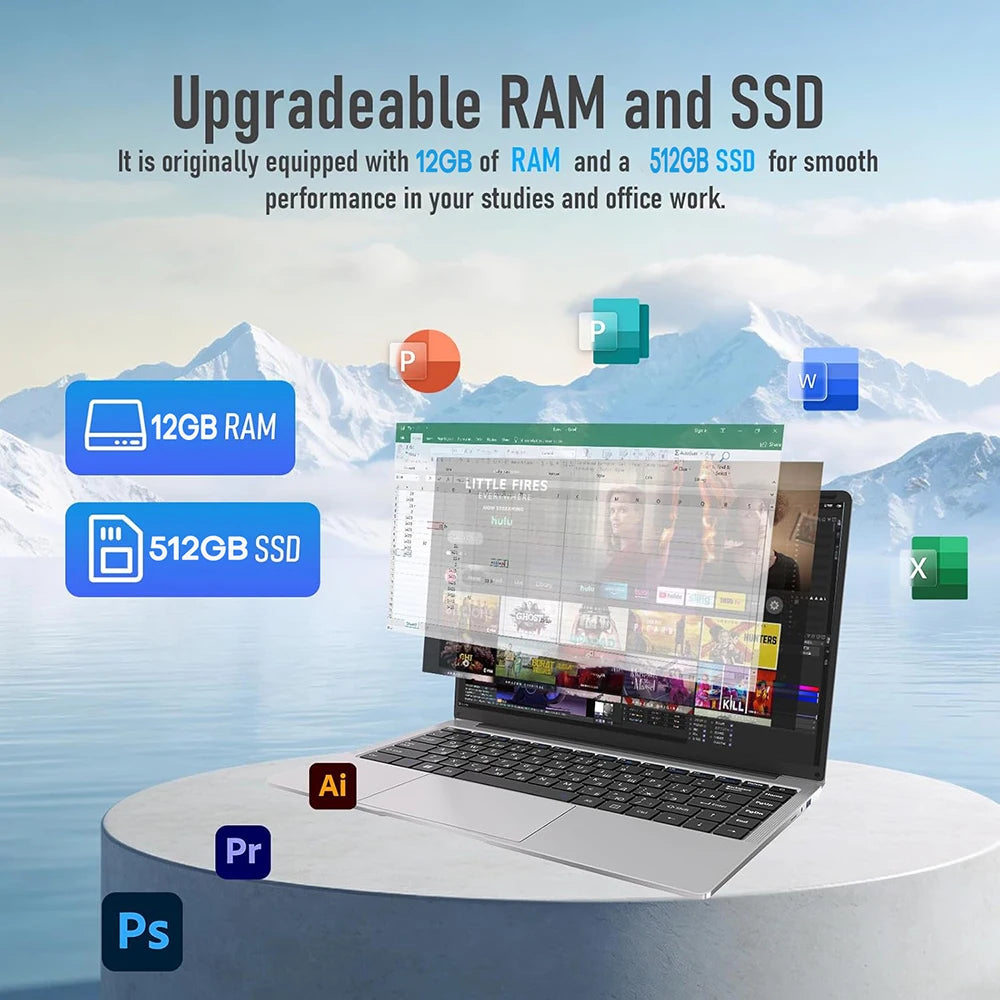 Xiaman Ultra Slim 14.1 Inch Laptop 12GB RAM 1TB SSD