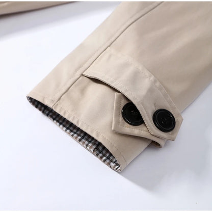 Double-Sided Long Trench Coat for Women with Pockets