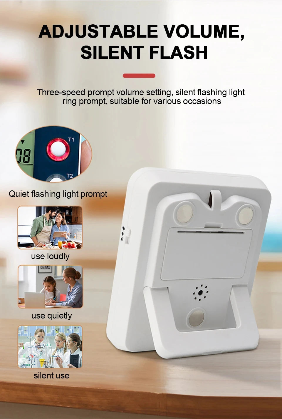 Digital Kitchen Timer with Adjustable Volume and LCD Display
