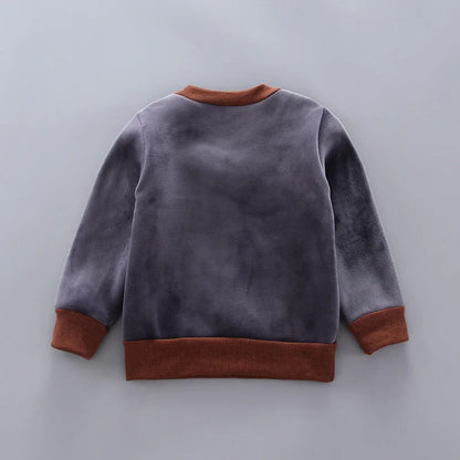 Kids Cotton Thick Warm Hooded Sweater Set Pink Grey