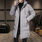 Long Cotton-padded Coat for Men in Solid Color
