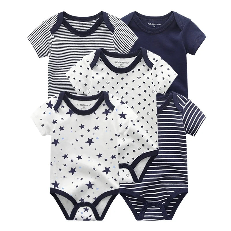 Kiddiezoom Cartoon Short Sleeve Baby Bodysuits 100% Cotton