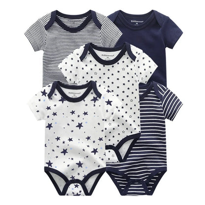Kiddiezoom Cartoon Short Sleeve Baby Bodysuits 100% Cotton