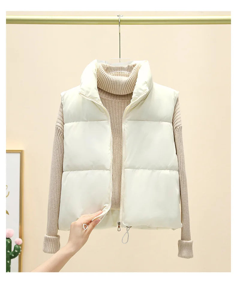 Winter Short Down Vest Women Zipper Jacket Casual