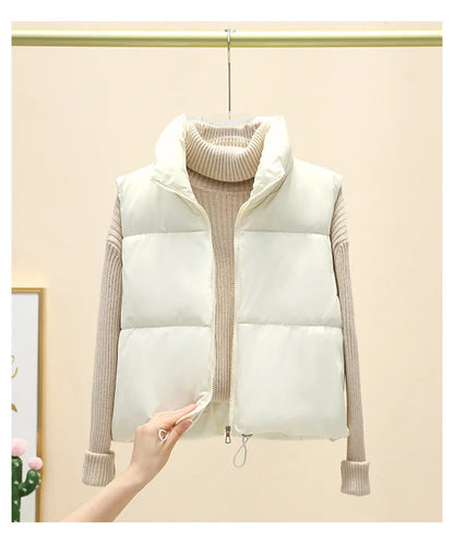 Winter Short Down Vest Women Zipper Jacket Casual