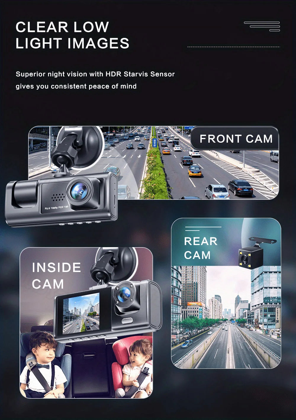 1080P WiFi Dash Cam with Front and Rear Cameras