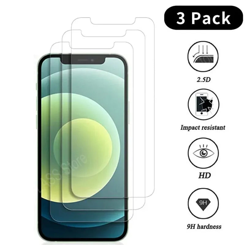 3Pcs Tempered Glass Screen Protector for iPhone