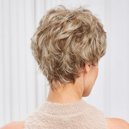 Light Blonde Mixed Off-White Pixie Cut Wig with Bangs
