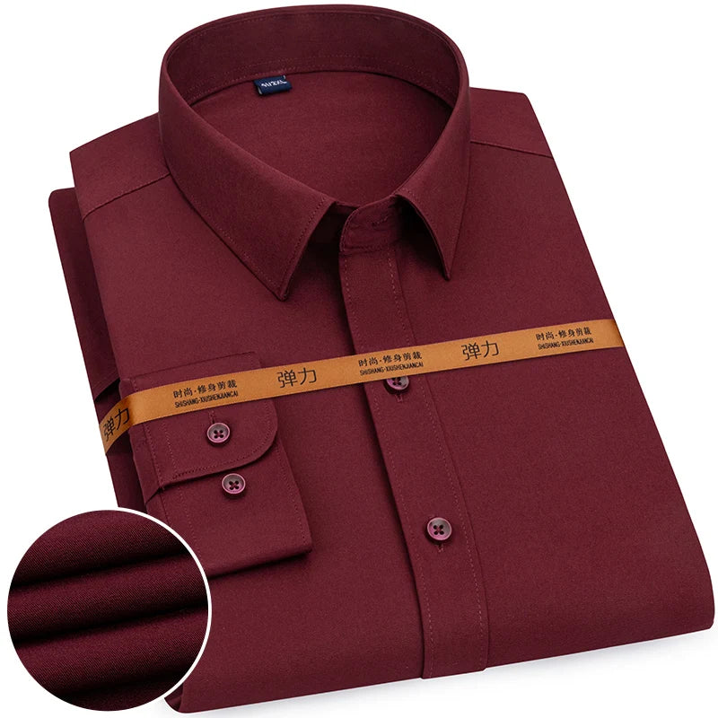 Men's Slim Fit Solid Color White Dress Shirt