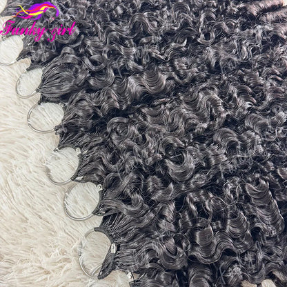 12A Curly Crochet Human Hair Extensions Natural Black