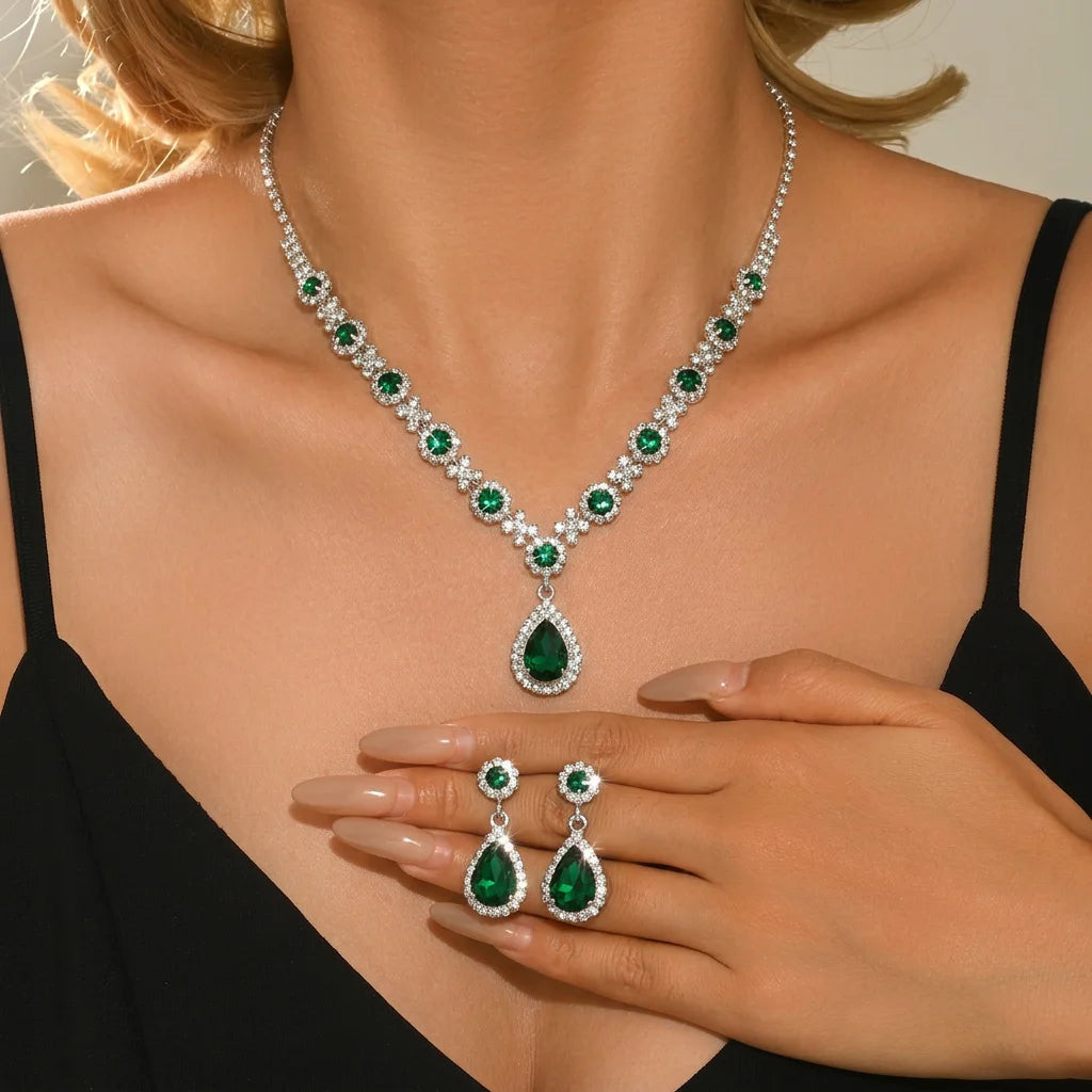Water Drop Necklace and Earrings Set for Women