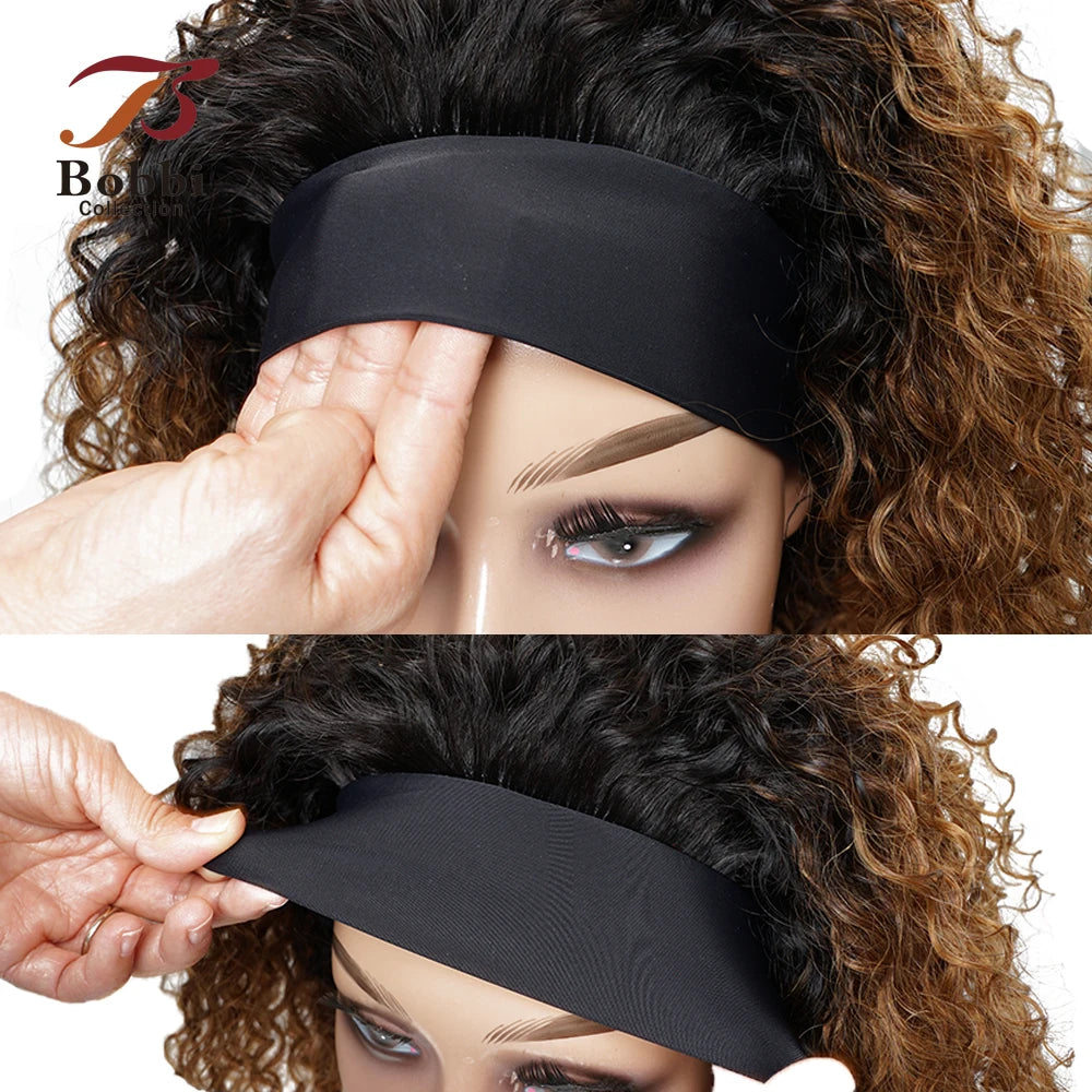 220% Density Glueless Short Curly Human Hair Wig Ginger Brown