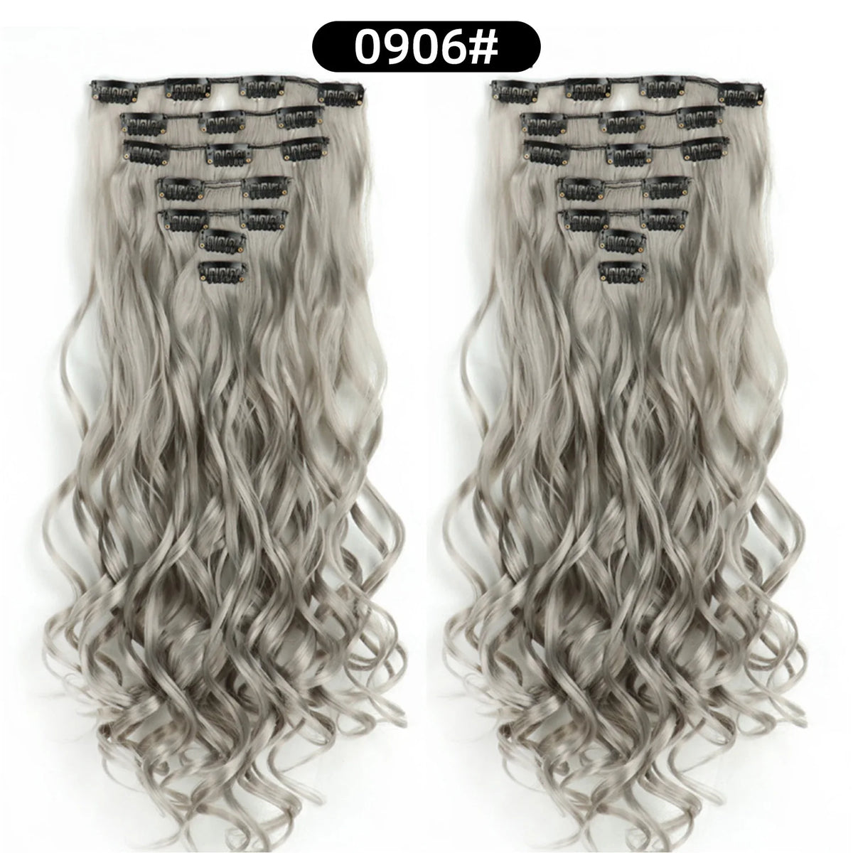22 Inch Curly Wavy Clip In Hair Extensions Synthetic